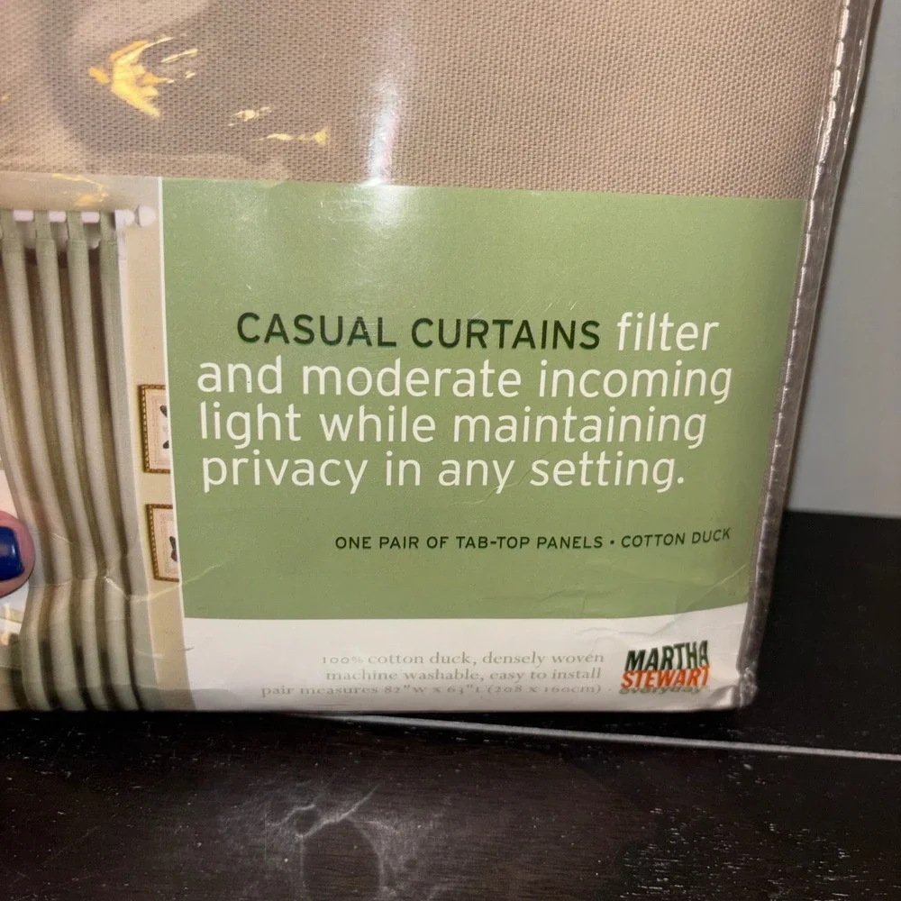 Martha Stewart Everyday Casual Curtains | Ctn Duck Tab‎ Top Panels Beige 82x63